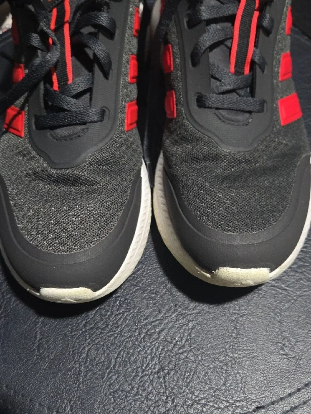 adidas Black Sneakers with Red Accents Boys Size 6Y